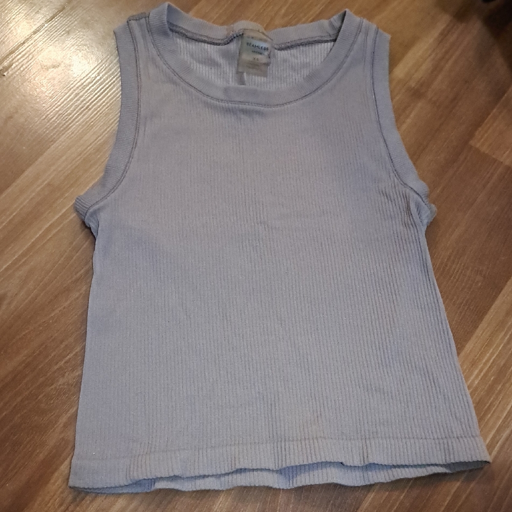 Aritzia Seamless Ribbed Top in Beige